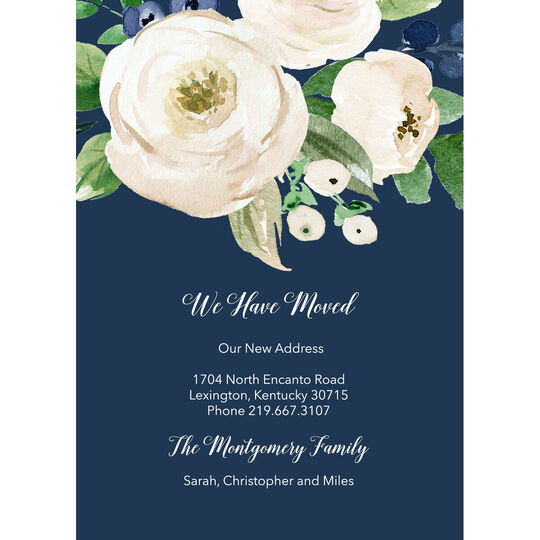 Gray and Ivory Roses Moving Announcements
